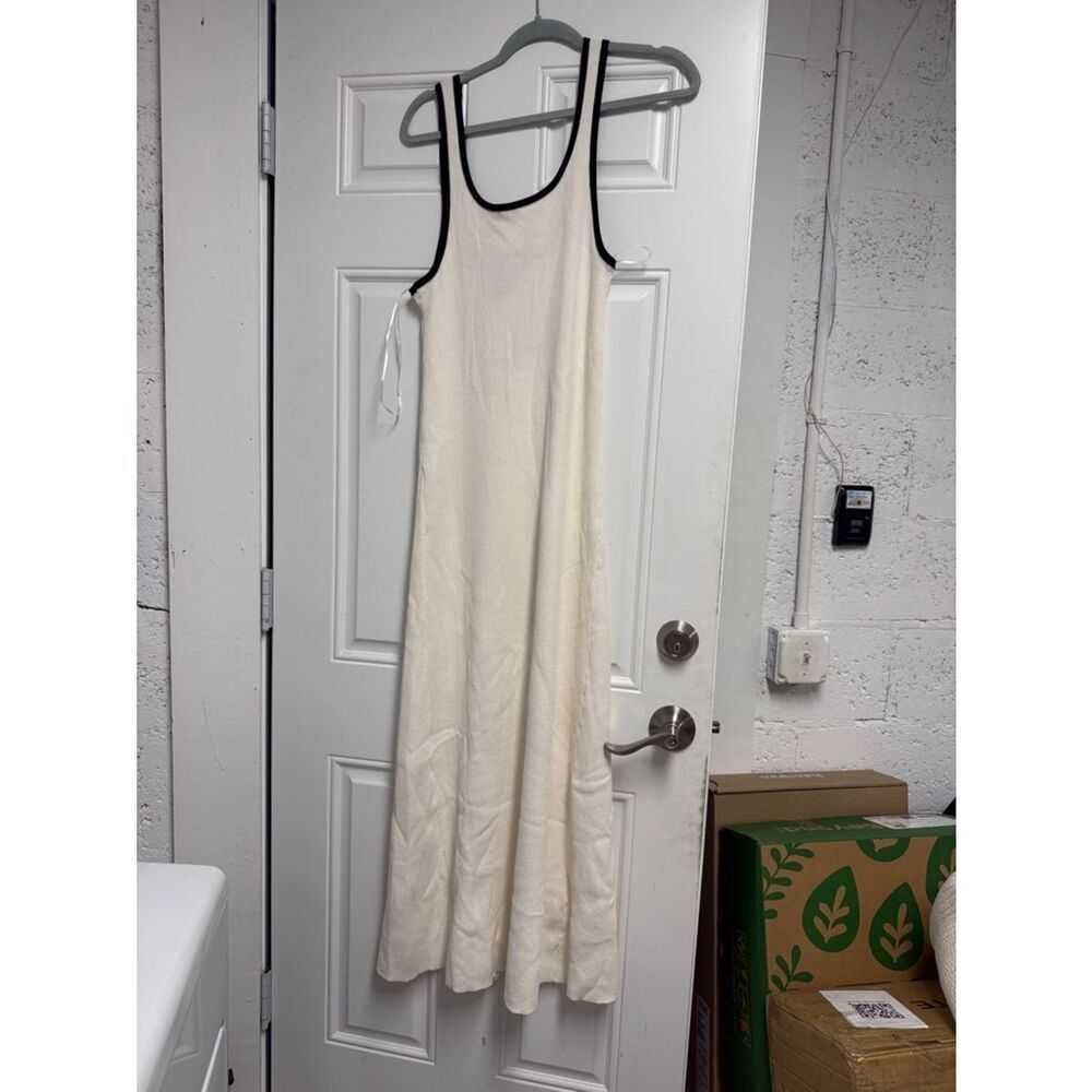 Cream Tank Maxi Dress with Black Trim - Ribbed BRAND NEW w Tags - Size XL 🖤
